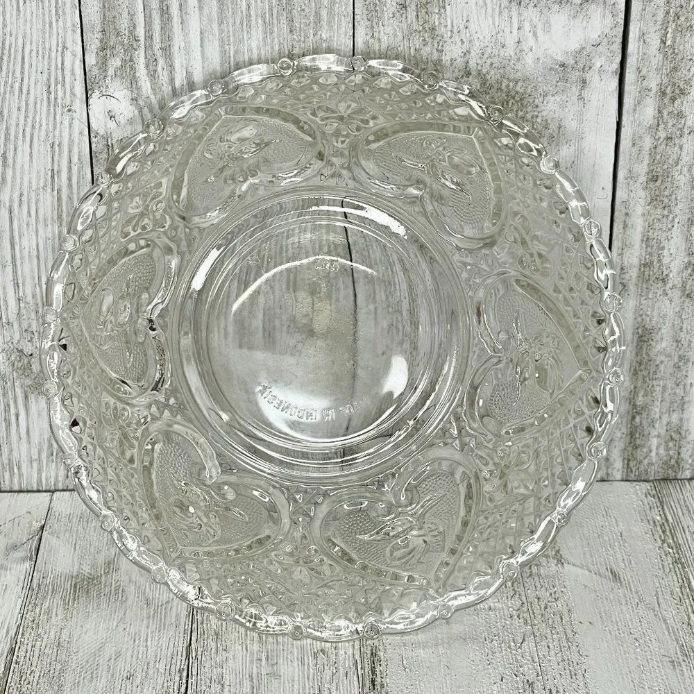 Vintage KIM Pressed Glass Fruit Bowl Made in Indonesia